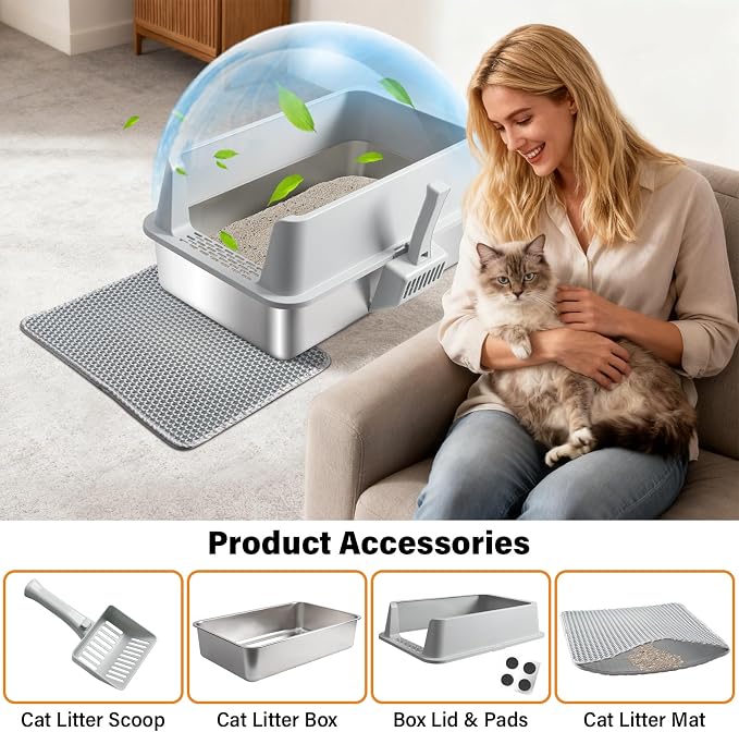 Stainless Steel Litter Box, XL Metal Cat Litter Box - Image 6