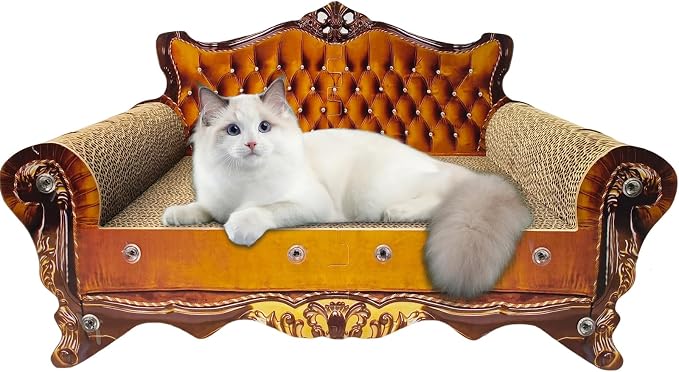 Luxury Cardboard Cat Scratcher Sofa Bed, Couch Shaped Cat Scratching Board by INRLKIT