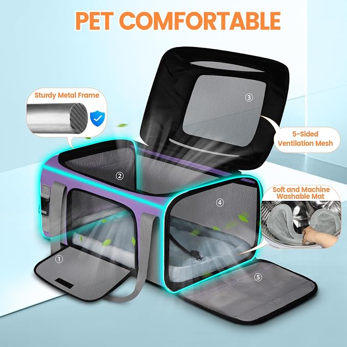 Petskd Top-Expandable Pet Carrier 19x13x9 Inches Southwest Allegiant Airlines - Image 6