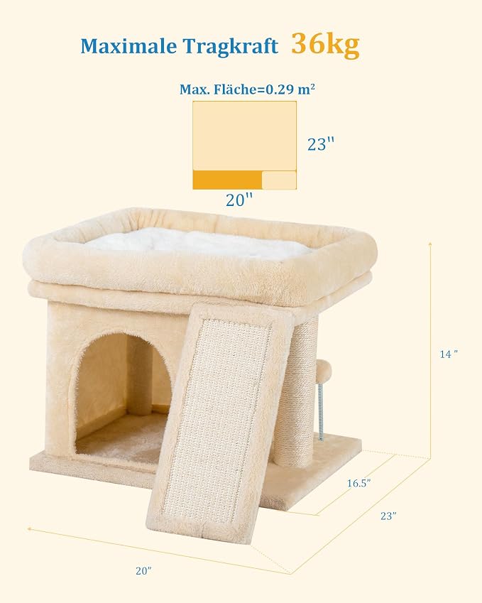 14in Cat Tree Tower with Large Perch, 20 * 16.5 Inch Top Bed - Image 6