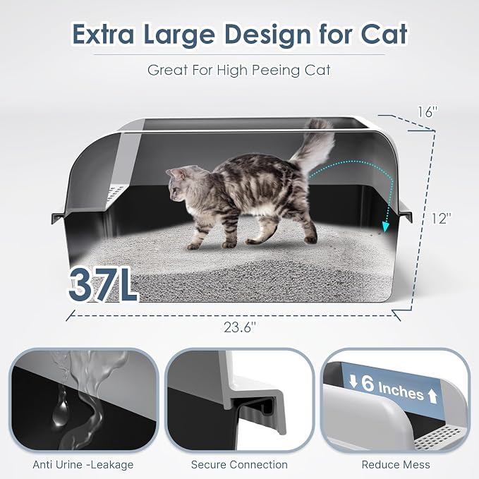 Non-Sticky Coated Stainless Steel Cat Litter Box - Image 4