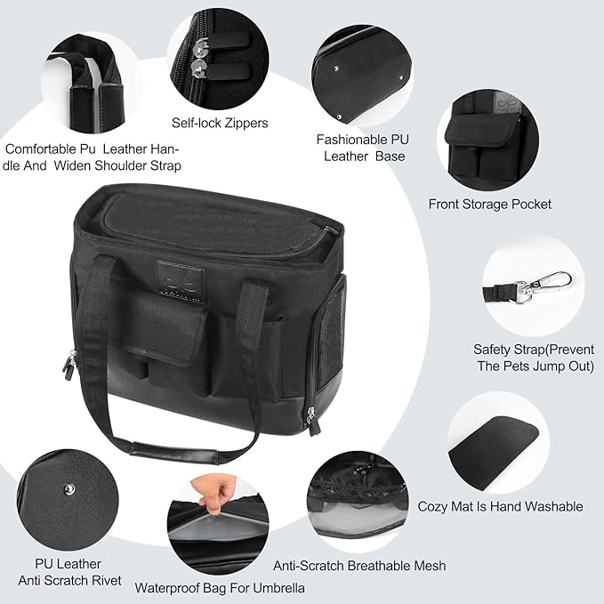 Cat Carrier, Dog Carrier, Pet Carrier, Foldable Waterproof Premium PU Leather - Image 4