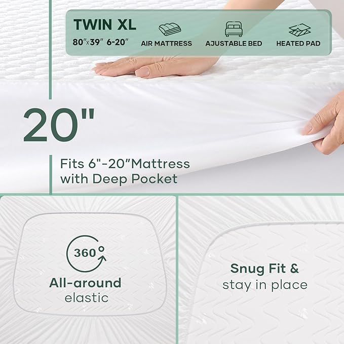 Ohgeni 100% Waterproof Mattress Protector, Twin XL-2 Pack, Fitted Sheet - Image 6