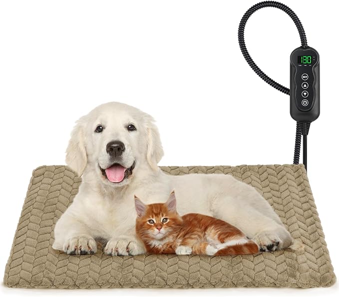GASUR Heated Cat Bed, Waterproof Cat Heating Pad Indoor w/Timer, Temp by GASUR