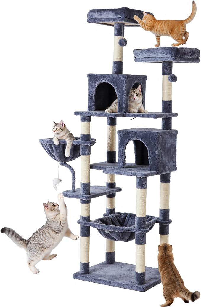 DUMOS Tall 71 inch Cat Tree Tower, Large Multi Level Cat Climbing Tower by DumosLifestyle