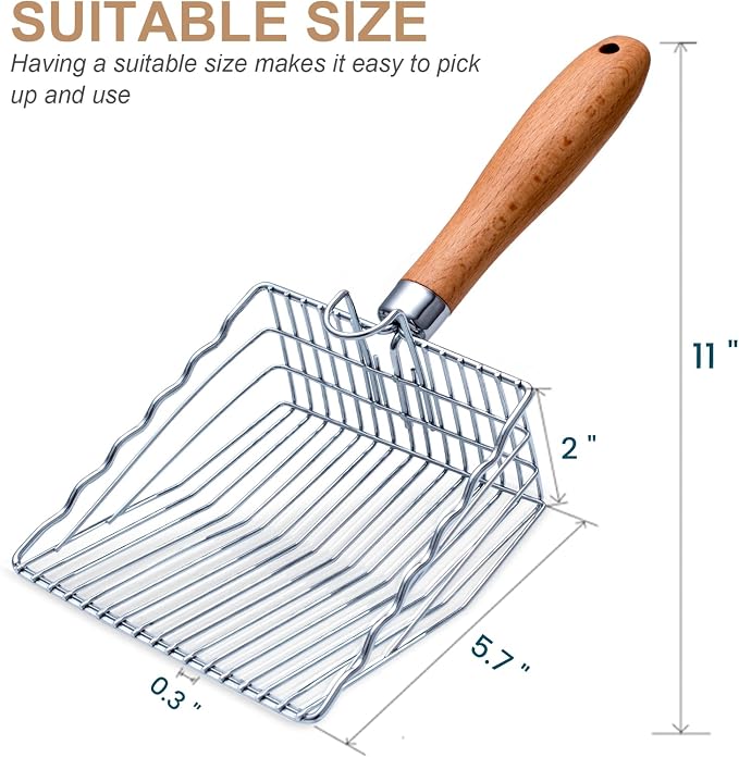 Cat Litter Scoop with Hook and Hole, Stainless Steel - Image 5