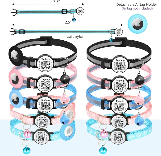 Reflective Kitten Collars with Bell, Cat Collar Breakaway with QR Code Name Tag - Image 3