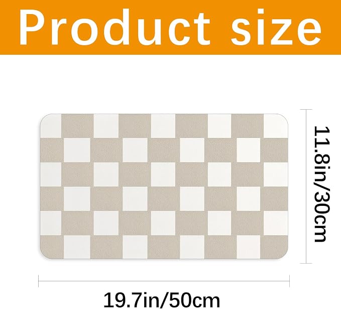 Checkered Dog Food mat, Non-Slip Sole Absorbent Dog and Water Bowl mat - Image 2