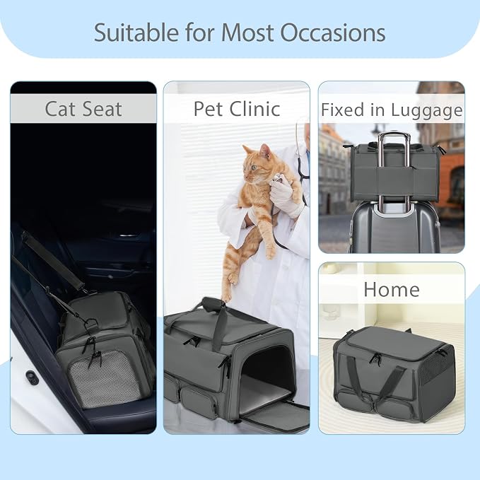 Cat, Dog Carrier for Pets up to 15 lbs, Soft-Sided Collapsible Pet Carrier - Image 9