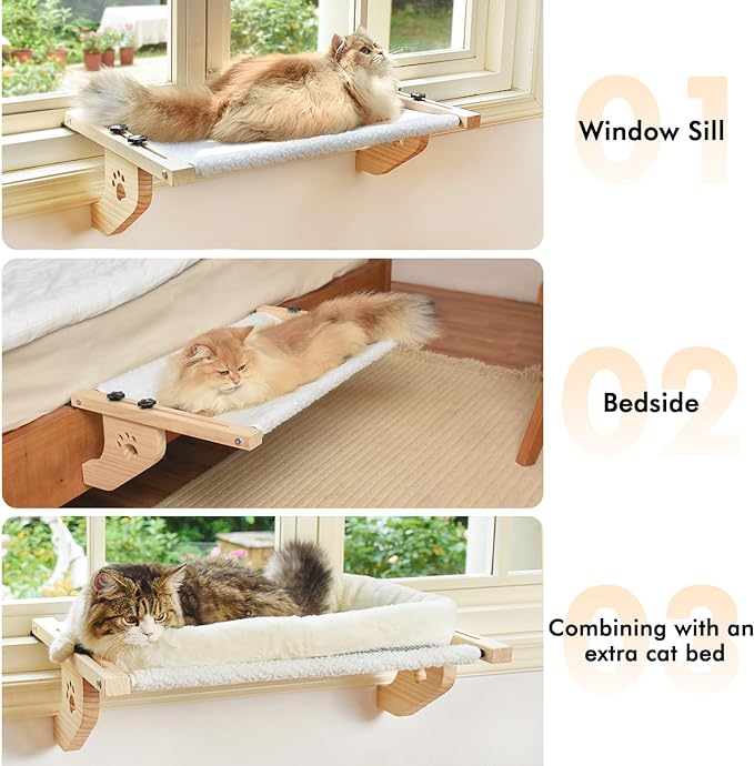 AMOSIJOY Cat Sill Window Perch Sturdy Cat Hammock Window Seat - Image 6