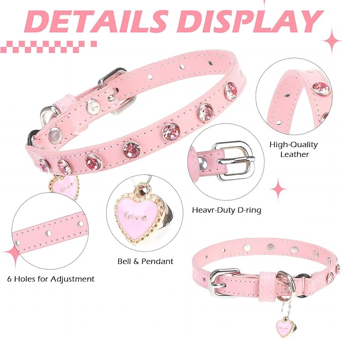 EXPAWLORER Leather Cat Collar for Girl Boy- Adjustable Pet Collar - Image 3