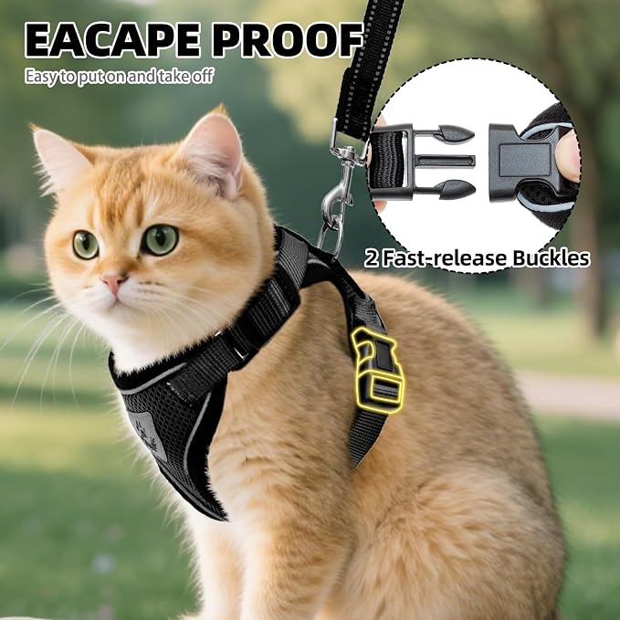 PUPTECK Cat Harness and Leash Set Escape Proof Reflective Cat Walking Harness - Image 3