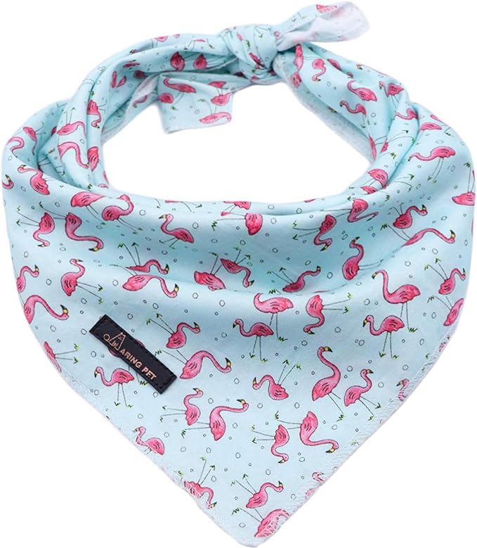 ARING PET Summer Dog Bandanas, Light Blue Flamingo Kerchief Triangle Bibs Scarf by ARINGPET