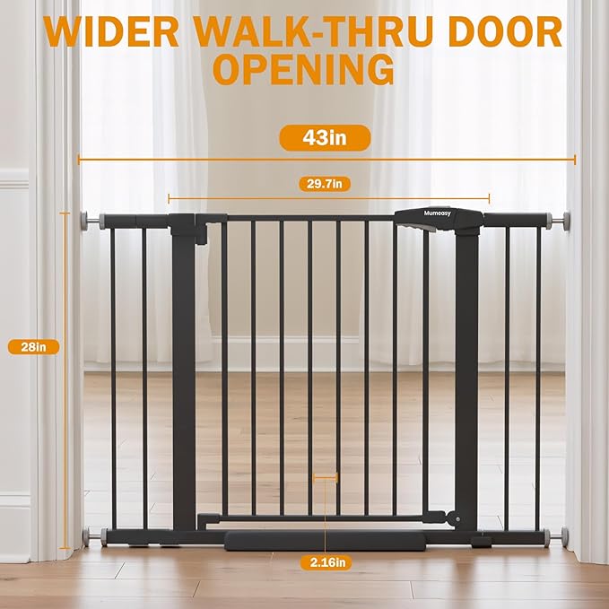Baby Gate for Stairs, 29.7-43" Auto Close Dog Gate for Doorways & Hallways - Image 2