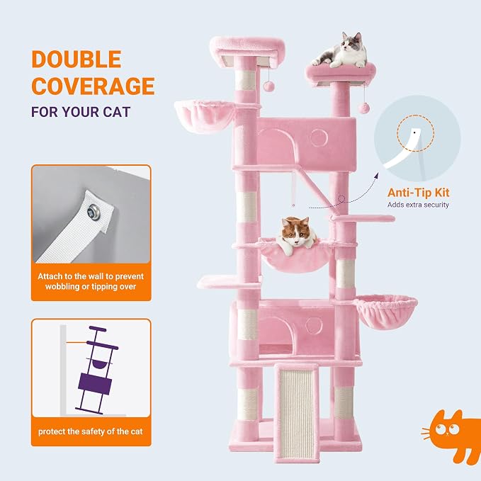 Allewie 81 Inches Tall Cat Tree/Multi-Level Large Climbing Tree House and Towers - Image 7