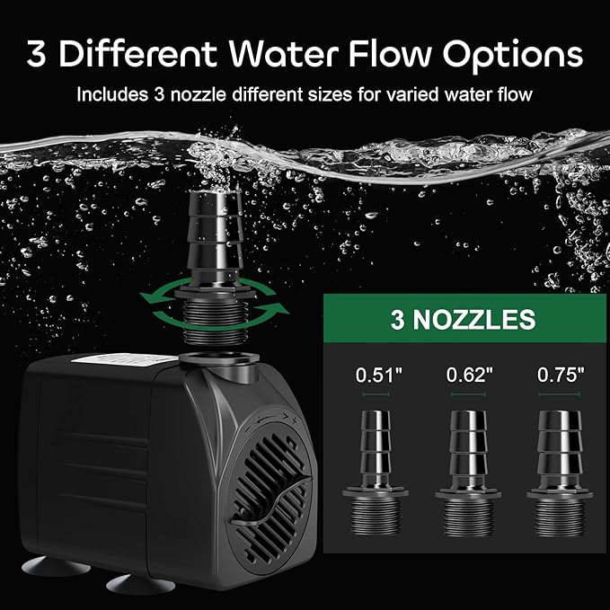 GROWNEER 550GPH Submersible Pump 30W Fountain Water Pump, - Image 4