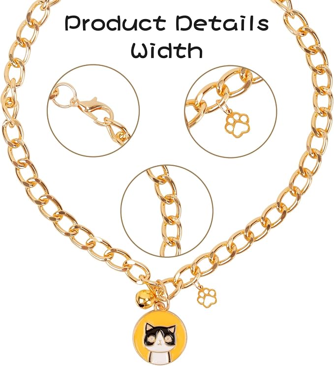HOWWFALY Dog Collar and Cat Chain Necklace Stainless Steel Adjustable 18K Gold - Image 4