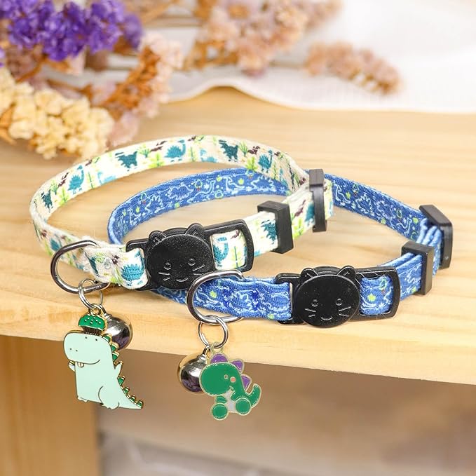Cat Collar Breakaway, 2 Pack Cotton Cats Collars - Image 2