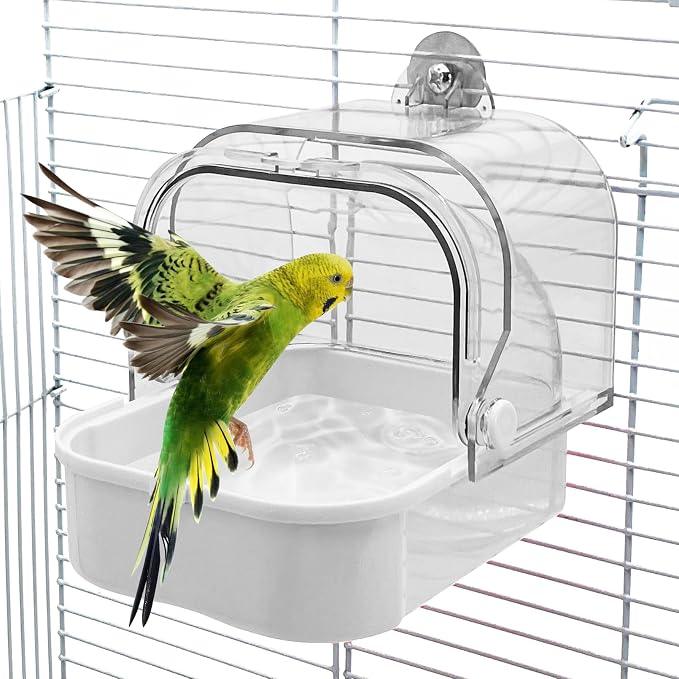 Tfwadmx Bird Cage Bath Hanging Parrot Bath Tub Water Shower Food Feeder Holder by Tfwadmx