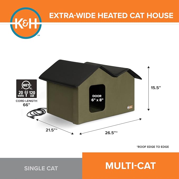 K&H Pet Products Extra-Wide Heated Cat House - Image 2