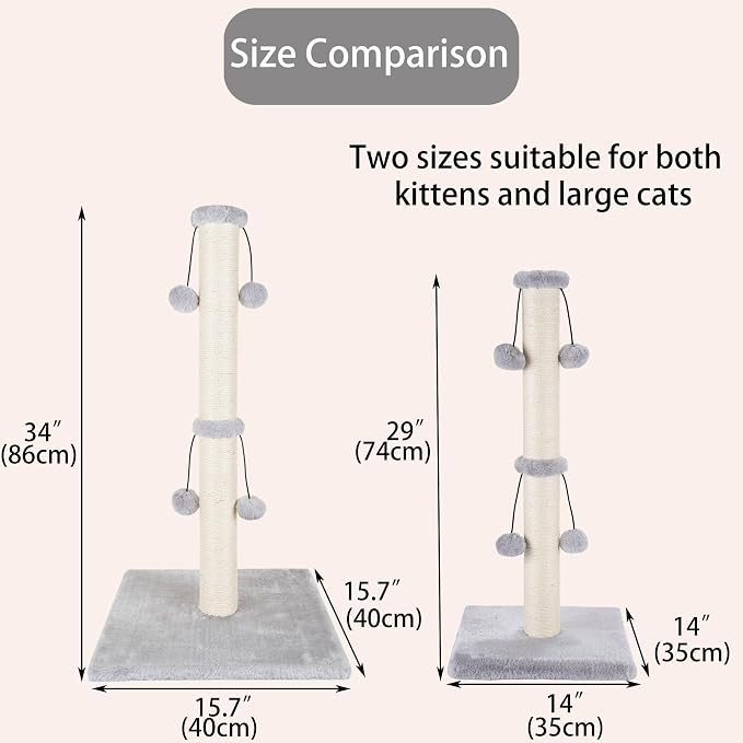Dimaka 34'' Cat Scratching Post, Cat Scratching Post, Cat Scratcher - Image 3