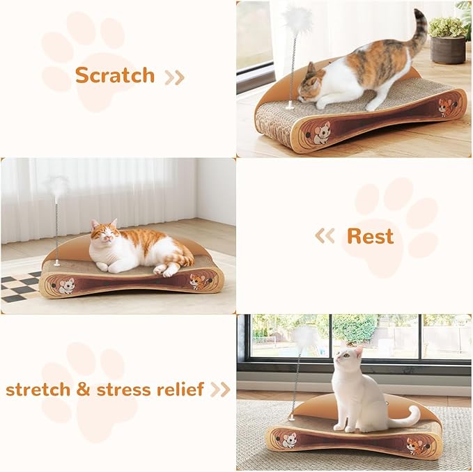 COZIWOW Cat Scratcher Lounge, Cat Scratching Board, Cardboard Lounge Bed - Image 3