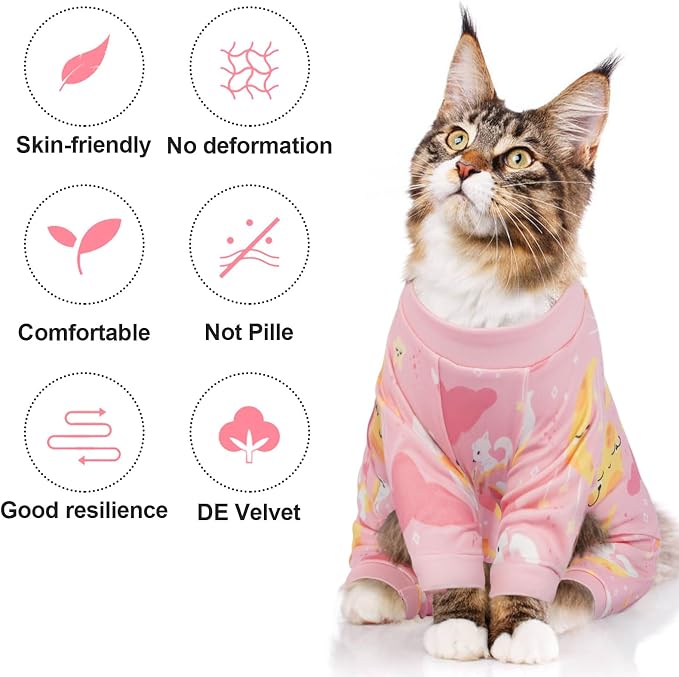 QBLEEV Cat Onesie for Cats After Surgery, Sticky Hair Cat Pajamas for Cats Only - Image 2