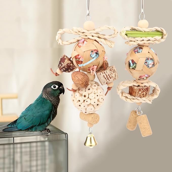 Wontee Bird Toys Colorful Shredding Crinkles Foraging Toys Natural Sola Ball - Image 7