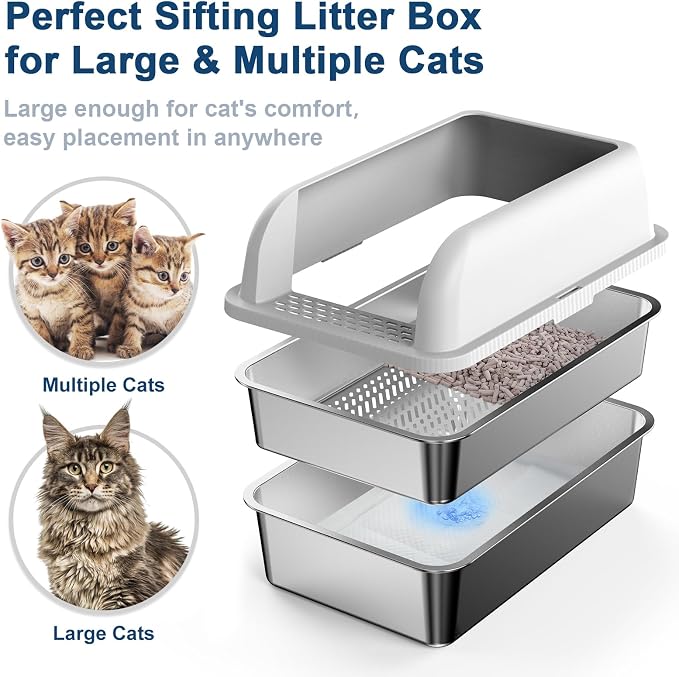 23.6''x16''x12'' Enclosed Stainless Steel Litter Box - Image 7