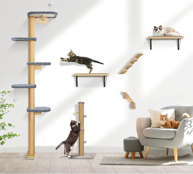 Cat Wall Shelves for Kittens, 83” Floor to Ceiling Cat Tree - Image 7
