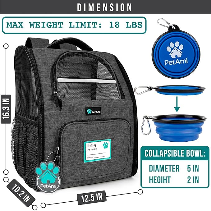 PetAmi Dog Backpack Carrier for Small Large Cat, Ventilated Pet Hiking Backpack - Image 2