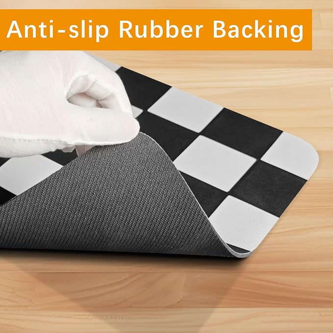 Checkered Dog Food mat, Non-Slip Sole Absorbent Dog and Water Bowl mat - Image 4