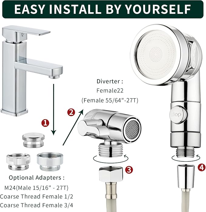 ZCONIEY Sink Faucet Sprayer Attachment Hair Pet Rinser Showerhead - Image 6