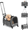 Large Pet Carrier with Wheels, Foldable Rolling Dog Carrier with Big Pocket by PAWBALLET