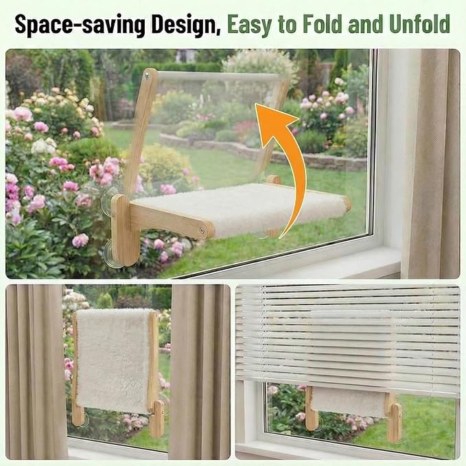 2-in-1 Cat Window Perch & Hummingbird Feeder, Heavy Duty Foldable Cat Hammock - Image 7
