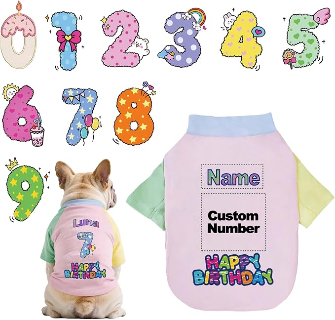 Custom Dog Birthday Shirt, Personalized Pet Apparel Print by Unknown