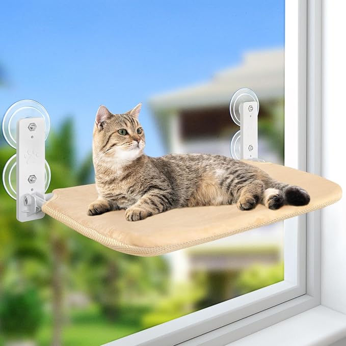 Sunhoo Cat Window Hammock Perch Cordless Perches Window Sill Seat Bed Foldable by Sunhoo