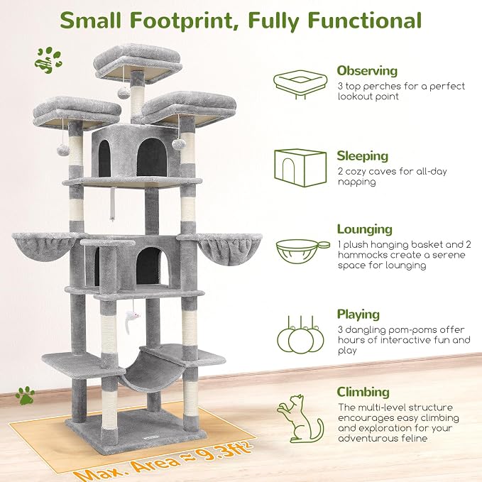 Globlazer Big Cat Tower for Indoor Cats, 80inch Cat Tower for Multiple Adult - Image 2