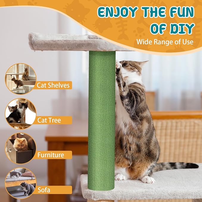 Climbing Cat Scratcher Mat Trimmable Cat Scratching Post Carpet 118’’x15.8’’ - Image 6