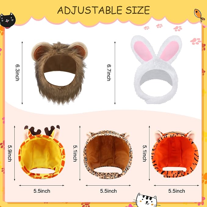 Weewooday 5 Pcs Cat Adorable Costume Bunny Hat - Image 3