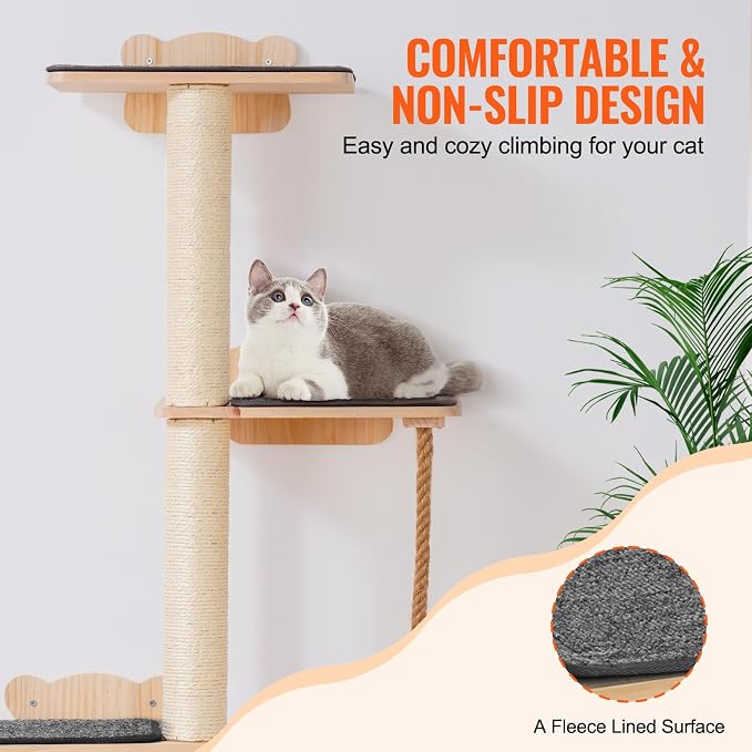 VEVOR 4 Tiers Tall Cat Wall Furniture Set - Image 6