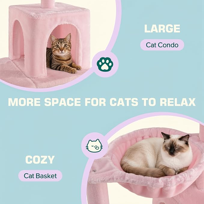 Allewie 29.5in Indoor Cat Tree, Padded Perch, and Hanging Ball, Suitable - Image 4