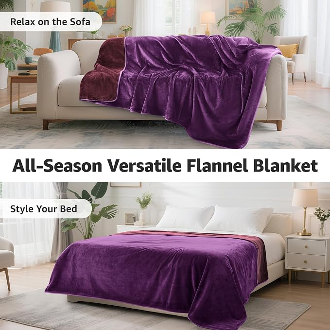 LOOBANI Waterproof Blanket for Bed: Reversible Soft Flannel Twin Bed Blanket - Image 8