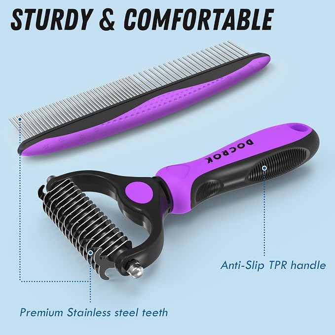 Pet Grooming Brush and Metal Comb Combo - Image 6