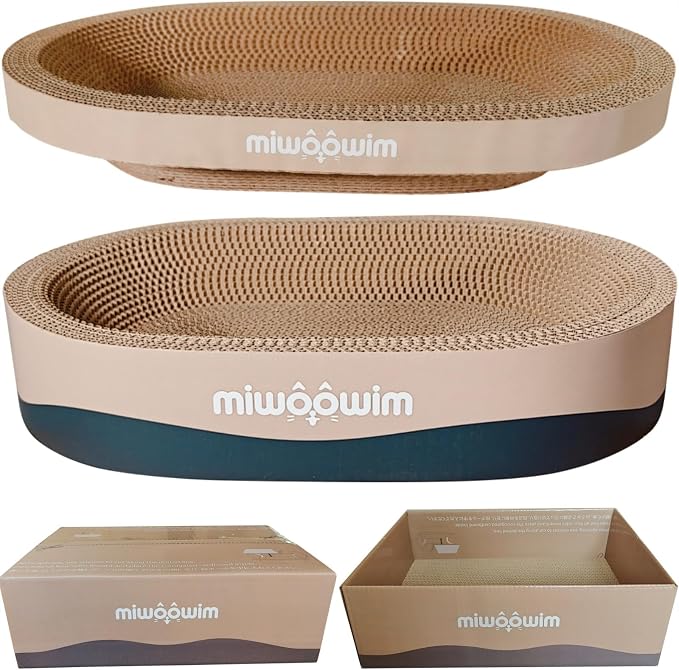 3PSC Cat Scratcher Cardboard, Oval Cat Scratch Pad Bowl Nest by miwooim