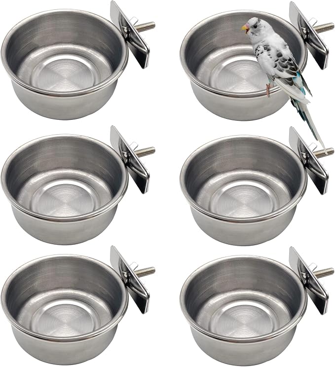 Tfwadmx 6 Pcs Bird Feeding Dish Cups Parrot Food Bowl Clamp Holder Coop Cup by Tfwadmx