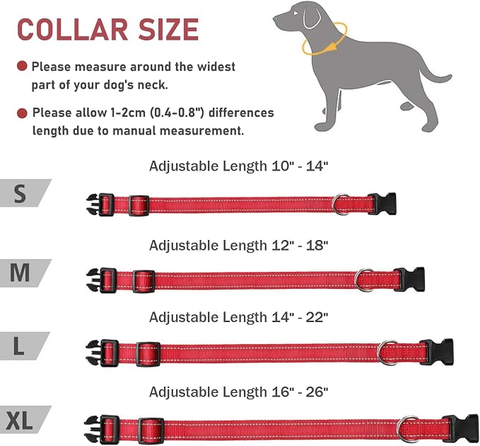 Reflective Dog Collar with Buckle Adjustable Safety Nylon Collars - Image 5