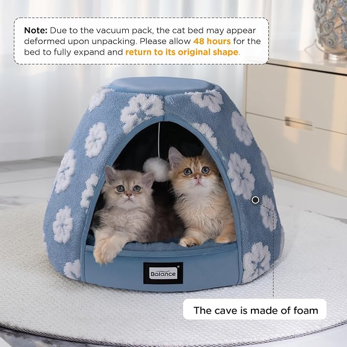 BALANCE Cat Beds for Indoor Cats, 2-in-1 Cat Bed Cave - Image 2