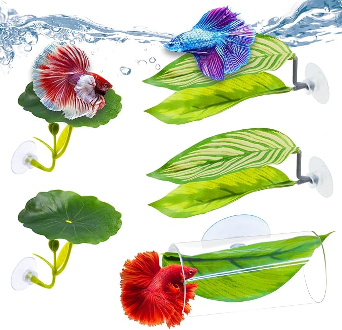 5PCS Betta Hammock & Fish Toys Set, Soft Aquarium Decor Plastic Plants that by BetterAquaSolutions