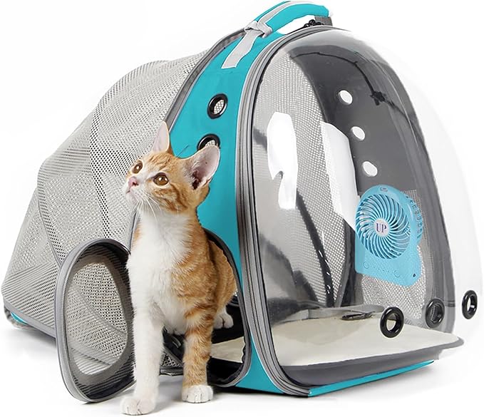 Cat Travel Backpack with Fan, Fit up to 12 lbs, Space Capsule Astronaut Clear by halinfer